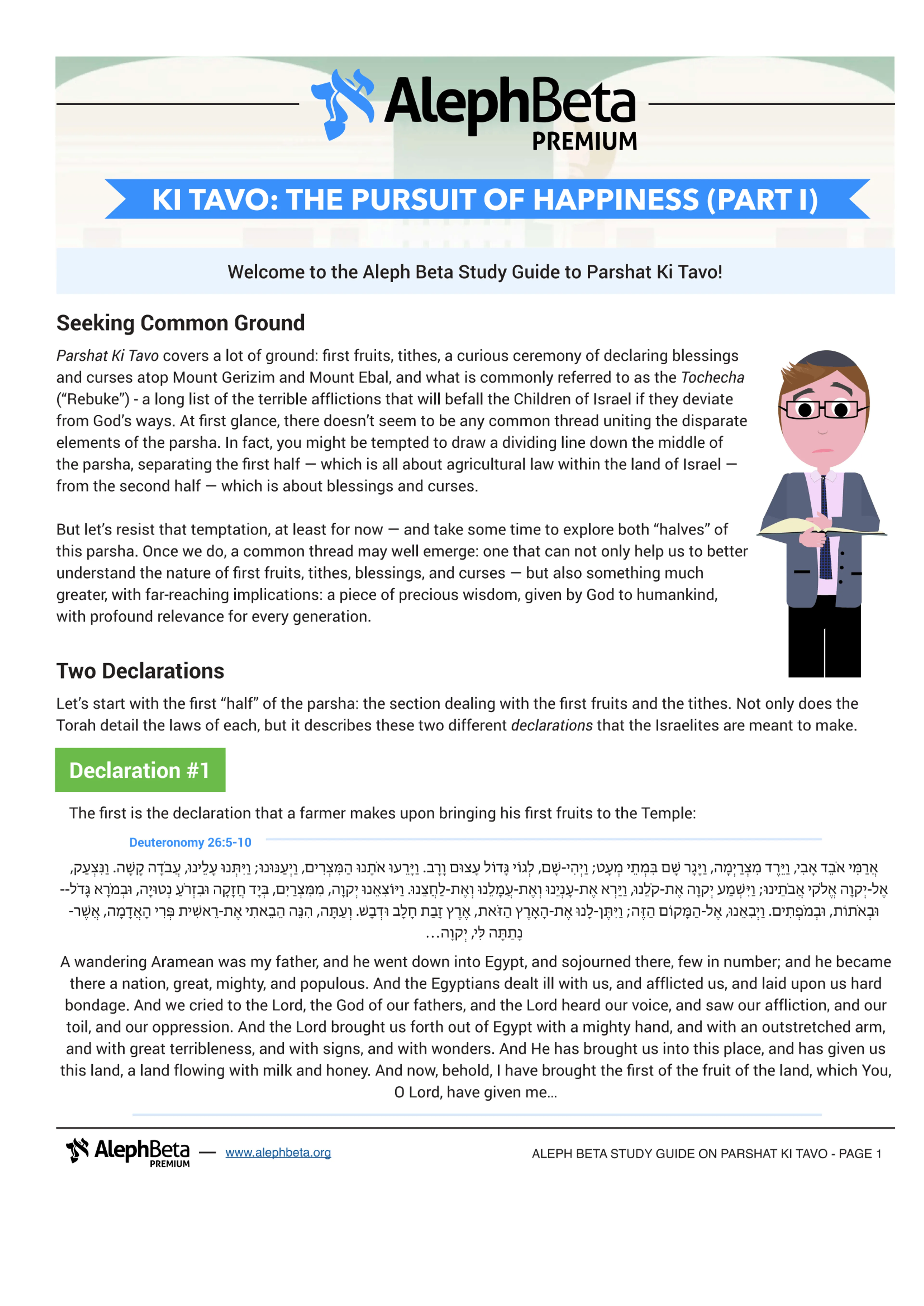 Ki Tavo: The Pursuit Of Happiness, Part 1