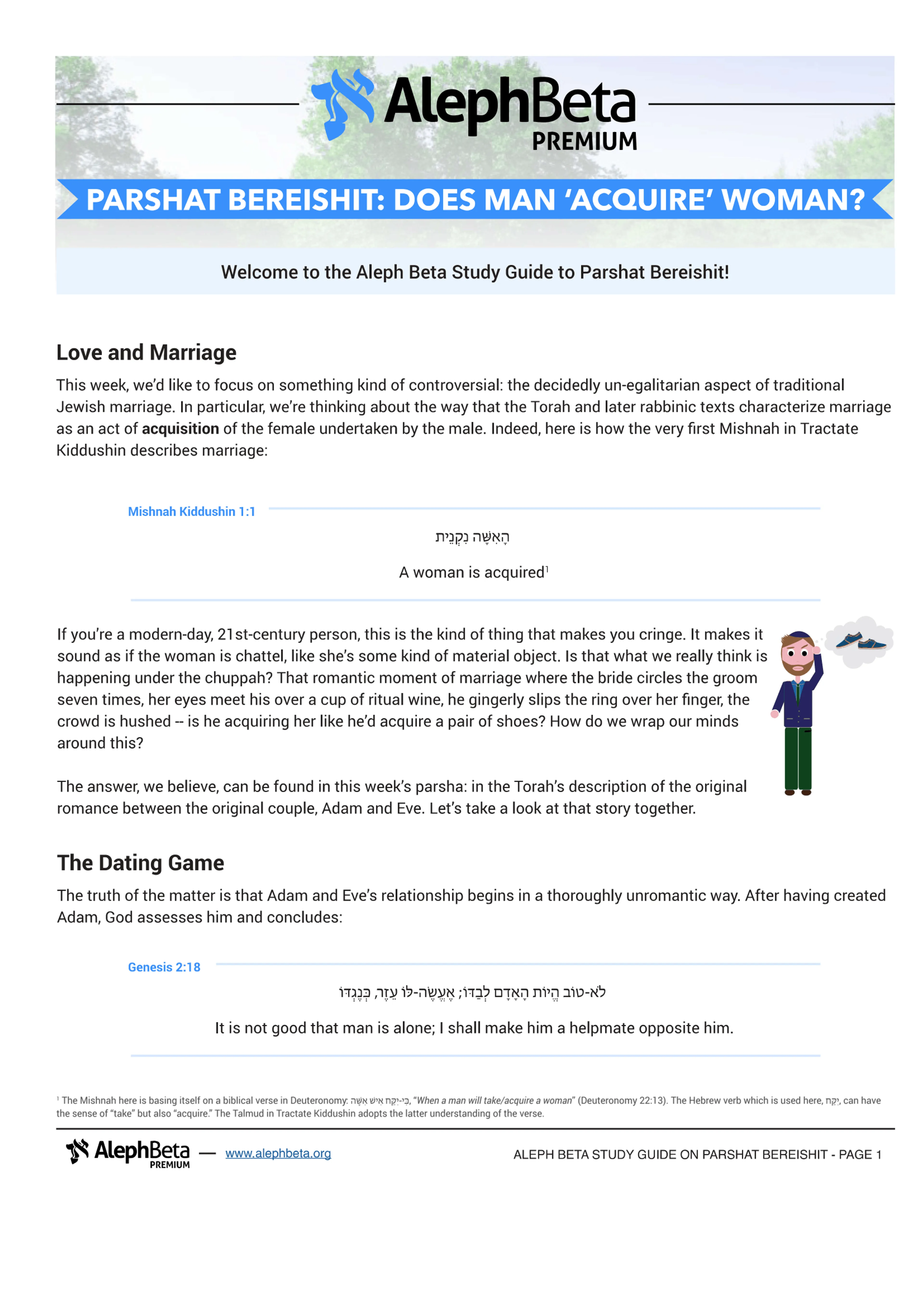 Bereishit: Does Man 'Acquire' Woman?