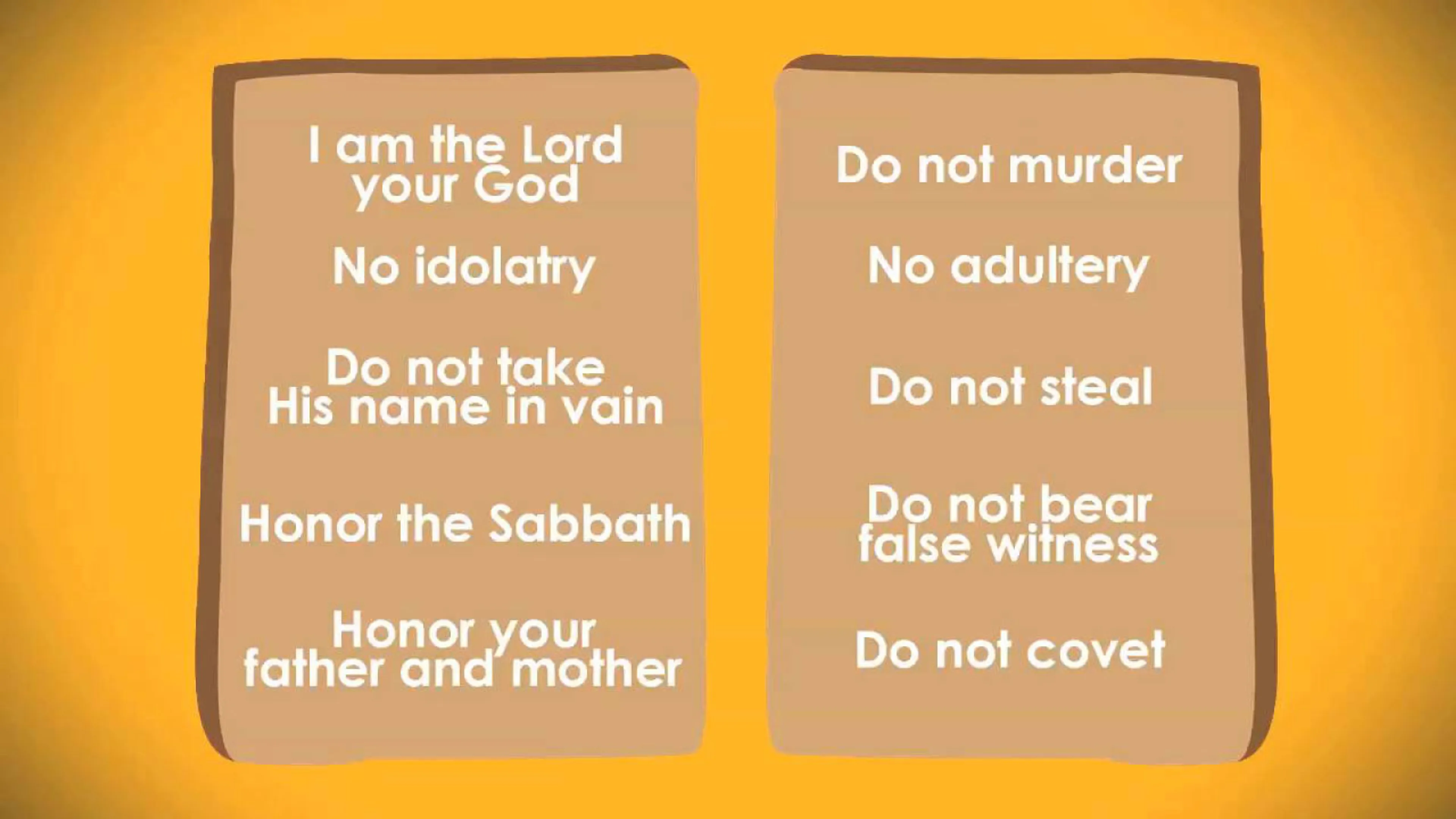 The Ten Commandments on the two tablets